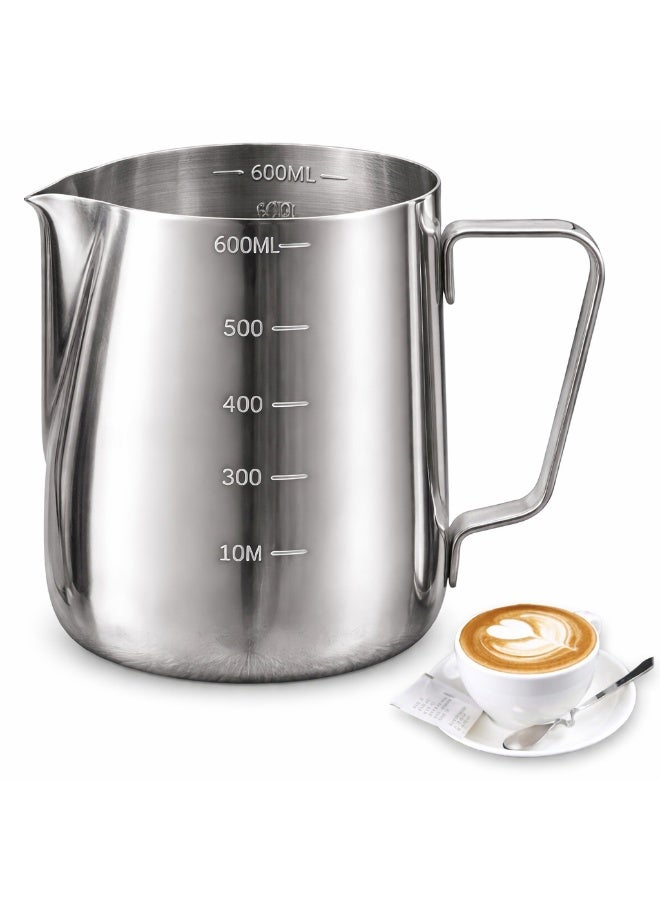 Stainless Steel Milk Frothing Pitcher 600 ml, Practical Design for Preparing Milk Foam and Hot Beverages, Suitable for Daily Home Use - Image 1